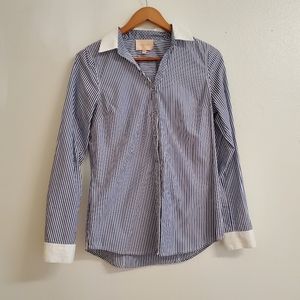 Skies Are Blue Cotton Button Down Stripe Blouse